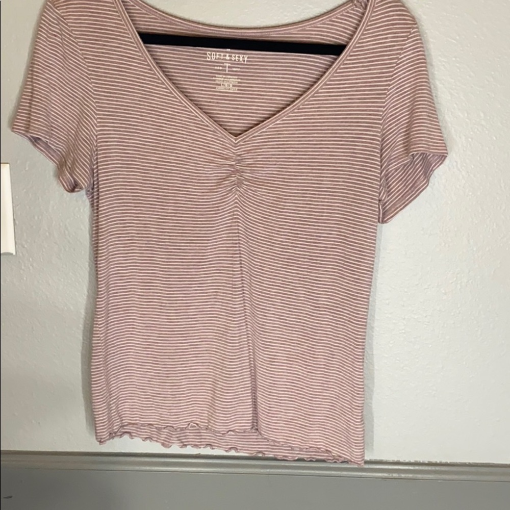 Pink and white striped T-shirt